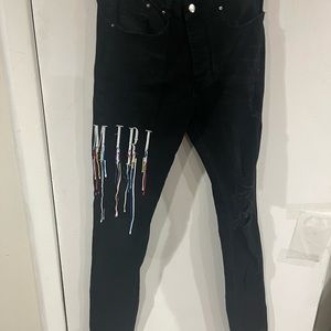 Mens Amiri Distressed Black Jeans 32